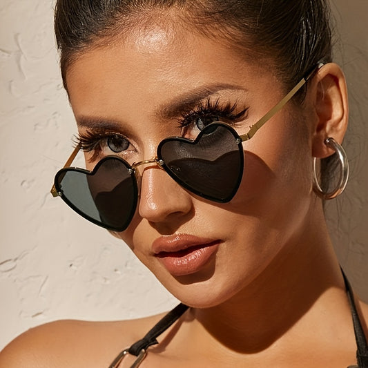 Heart Shaped for Women Metal Frame Anti Glare Fashion Shades for Vacation Beach Party