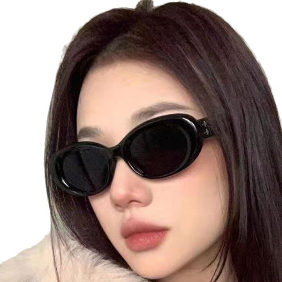 2pcs YMFASHION Retro Oval Fashion Glasses for Women & Men, Plastic Frame Punk Anti-Glare Eyewear, Stylish Party & Accessories, Decorative Ordinary Glasse