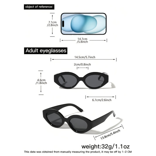 1pc Women's Stylish Oval Frame Decorative Glasses, Lightweight PC Material, Black & Orange Design, Perfect for Parties and Music Festivals