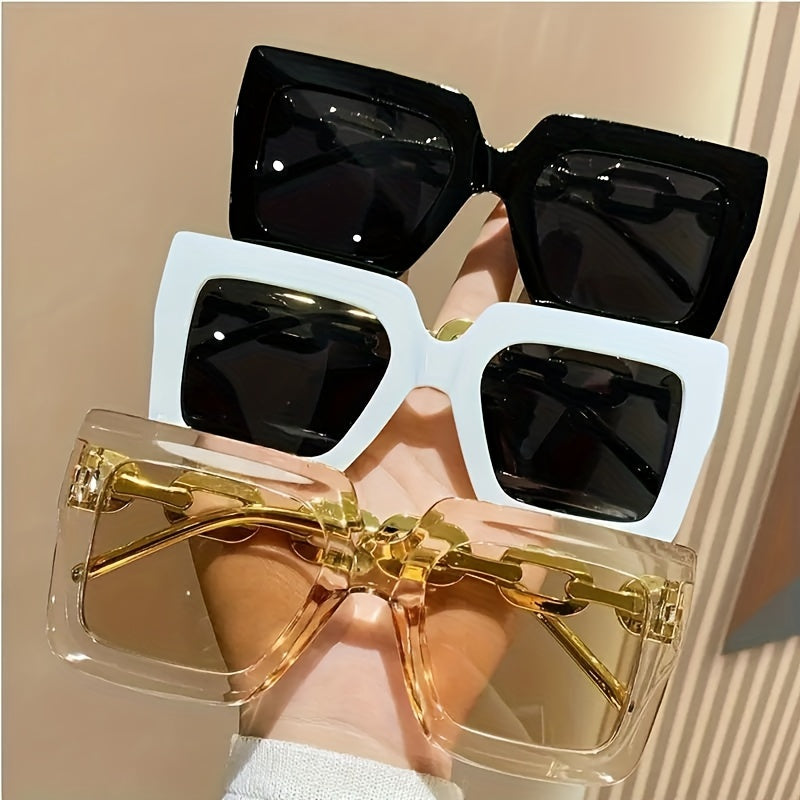 [sunglasses]3 Pairs of Square Fashion Fashion Glasses for Men and Women in Candy Color for Party and Beach Travel