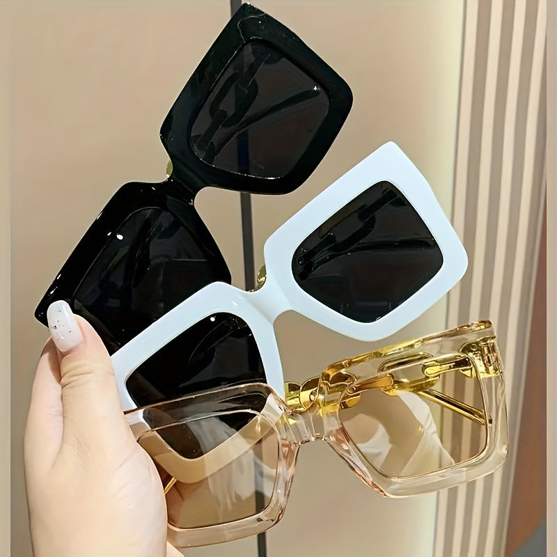 [sunglasses]3 Pairs of Square Fashion Fashion Glasses for Men and Women in Candy Color for Party and Beach Travel