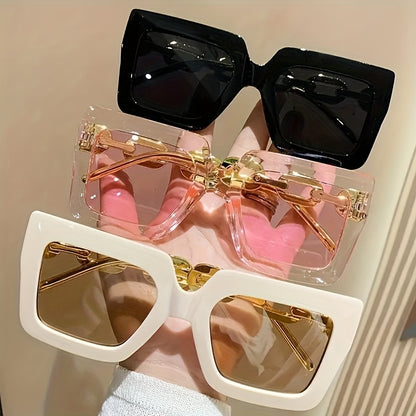 [sunglasses]3 Pairs of Square Fashion Fashion Glasses for Men and Women in Candy Color for Party and Beach Travel