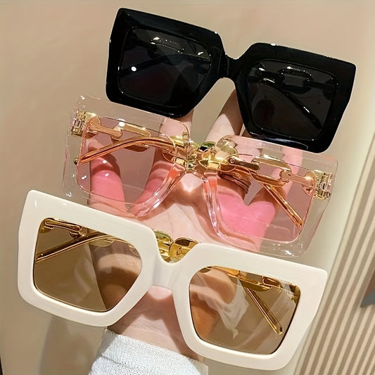 [sunglasses]3 Pairs of Square Fashion Fashion Glasses for Men and Women in Candy Color for Party and Beach Travel